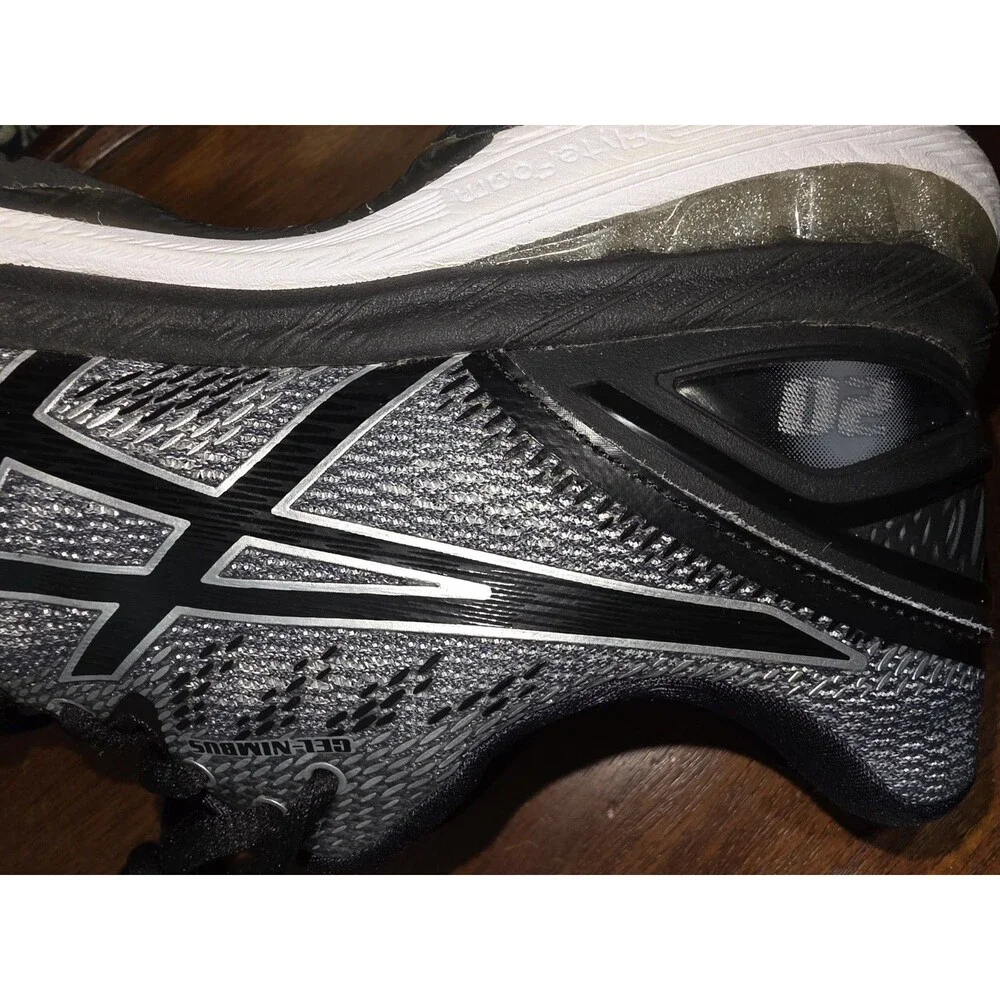 ASICS Gel Nimbus 20 T800N Mens 7.5 Carbon Black Silver Running Shoes GUC